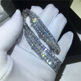 Female T-shaped AAAAA CZ Silver Wedding Bracelet for Women