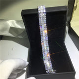 Female T-shaped AAAAA CZ Silver Wedding Bracelet for Women