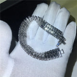 Female T-shaped AAAAA CZ Silver Wedding Bracelet for Women