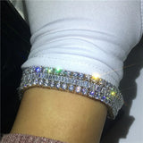 Female T-shaped AAAAA CZ Silver Wedding Bracelet for Women