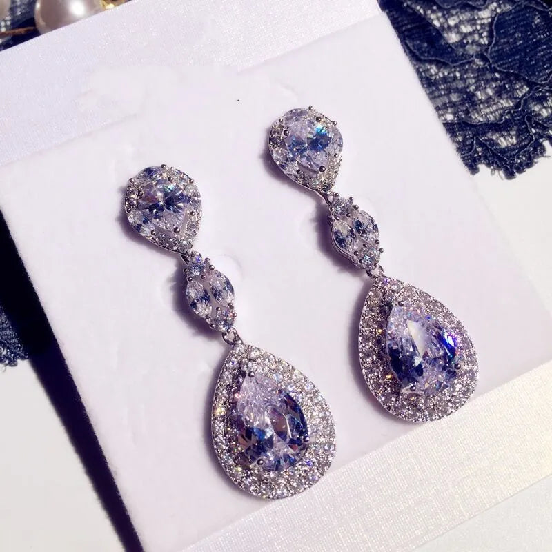 Water Drop AAAAA CZ Dangle Earrings
