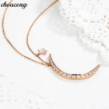 Moon Star Pendants 5A Zircon Cz Real 925 Sterling Silver Wedding Pendant