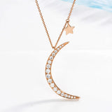 Moon Star Pendants 5A Zircon Cz Real 925 Sterling Silver Wedding Pendant