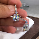 Princess Drop Earrings CZ 925 Silver Wedding Jewelry