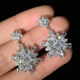 Sexy Snowflake Drop Earrings AAAAA Zircon 925 Silver Wedding Dangle Earrings