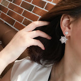 Sexy Snowflake Drop Earrings AAAAA Zircon 925 Silver Wedding Dangle Earrings