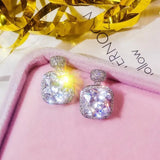 Drop earrings Cushion Cut AAAAA cz 925 Sterling silver Dangle Earrings