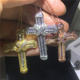 Cross Pendant Cz 925 Sterling Silver Chain Necklace for Women Men