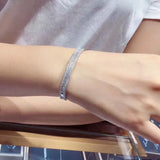 Baguette Cut CZ Silver Bangle for Women