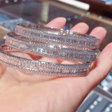Baguette Cut CZ Silver Bangle for Women