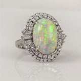Vintage Opal Ring 925 Silver Zircon Party Wedding Band Rings For Women Men