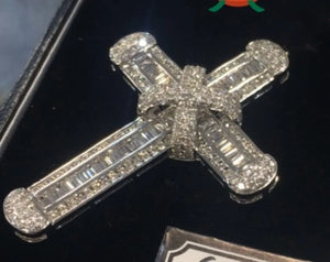 Vintage CZ Stone Cross Pendant 925 Sterling Silver Necklace