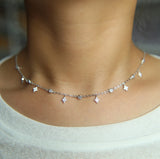 Christmas CZ Drop Choker Layer Charm Necklaces For Women