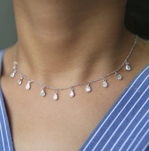 Winter Sweater Chain Cubic Zirconia Choker Necklace