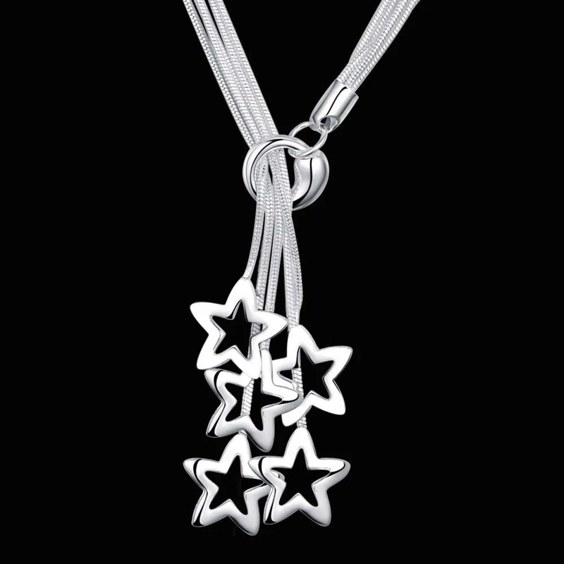 925 Silver Necklace Star Pendant 18in Christmas Wedding