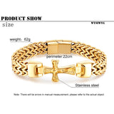 Jesus Cross Stainless Steel Bangle Cuban Chain Bracelet Golden