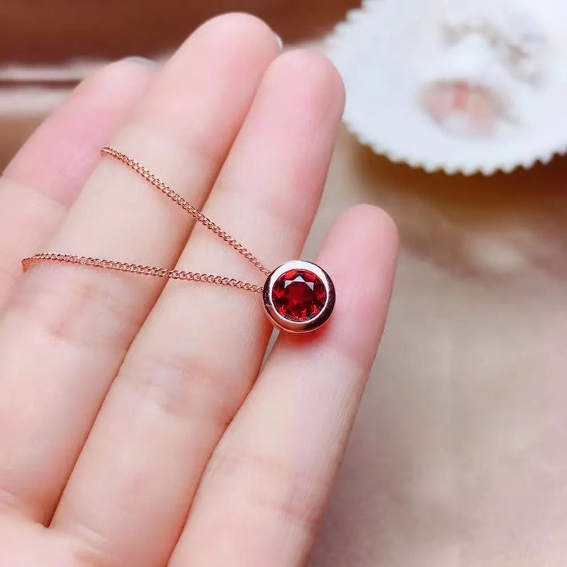 Red Garnet Gemstone Pendant for Silver Necklace Fine Jewelry
