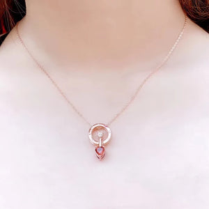 Red Garnet Purple Amethyst Gemstone Pendant with Silver Jewelry Love