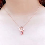 Red Garnet Purple Amethyst Gemstone Pendant with Silver Jewelry Love