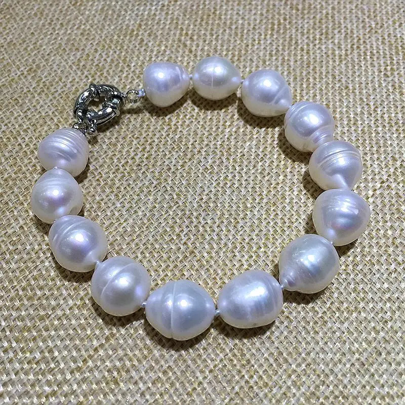 Freshwater Pearl Bracelet Semi Baroque Style Screw Thread Design