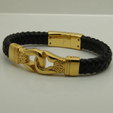 Stainless Steel Bracelet with Woven Leather