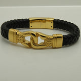 Stainless Steel Bracelet with Woven Leather