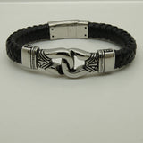 Stainless Steel Bracelet with Woven Leather