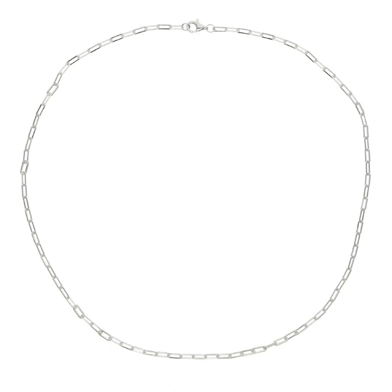 925 Sterling Silver Square Link Chain Necklace Women European Modern Cable Chain
