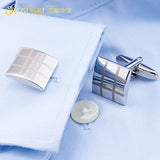Rhodium Plated Laser Engraved Square Cufflinks for Men