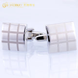 Rhodium Plated Laser Engraved Square Cufflinks for Men