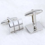 Rhodium Plated Laser Engraved Square Cufflinks for Men