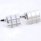 Rhodium Plated Laser Engraved Square Cufflinks for Men