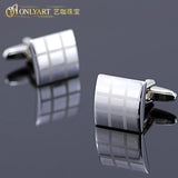 Rhodium Plated Laser Engraved Square Cufflinks for Men