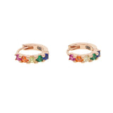 Colorful Rainbow CZ Vermeil Hoop Earrings 925 Sterling Silver