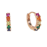Colorful Rainbow CZ Vermeil Hoop Earrings 925 Sterling Silver