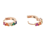Colorful Rainbow CZ Vermeil Hoop Earrings 925 Sterling Silver