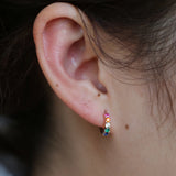 Colorful Rainbow CZ Vermeil Hoop Earrings 925 Sterling Silver