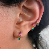 Colorful Rainbow CZ Vermeil Hoop Earrings 925 Sterling Silver