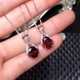 Natural Garnet Gemstone Pendant Necklace