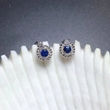 Sapphire Stud Earrings 925 Sterling Silver Gem Jewelry