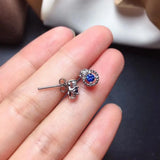 Sapphire Stud Earrings 925 Sterling Silver Gem Jewelry