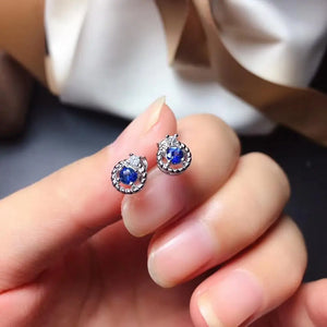 Sapphire Stud Earrings 925 Sterling Silver Gem Jewelry