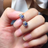Sapphire Stud Earrings 925 Sterling Silver Gem Jewelry