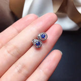 Sapphire Stud Earrings 925 Sterling Silver Gem Jewelry