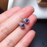 Sapphire Stud Earrings 925 Sterling Silver Gem Jewelry