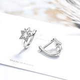 Silver Star Crystal Earrings for Women - Korea Jewelry