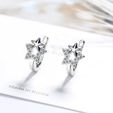 Silver Star Crystal Earrings for Women - Korea Jewelry