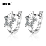 Silver Star Crystal Earrings for Women - Korea Jewelry