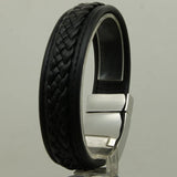 Stylish Woven Leather Bracelet with 316 Stainless Steel