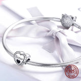 925 Silver Zircon Heart Sister Charm for Bracelet & Necklace